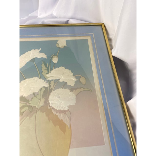 1980s Embossed Floral Serigraph "Carnations" by David Allgood For Sale - Image 4 of 10
