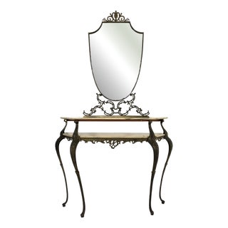 Mid-Century Italian Console with Mirror, 1950s, Set of 2 For Sale