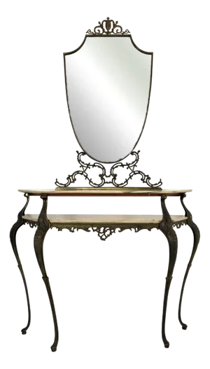 Mid-Century Italian Console with Mirror, 1950s, Set of 2
