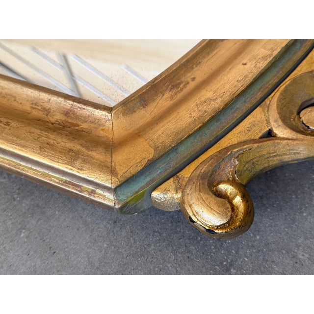 French 19th Century Vertical Gold Gilt Mirror with Floral crest For Sale - Image 14 of 18