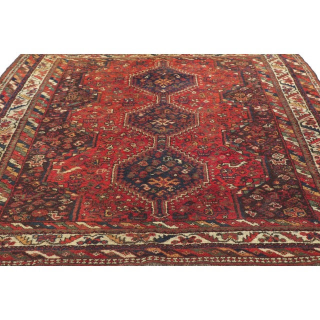 Antique Persian Shiraz Rug - 05'06 X 06'05 For Sale - Image 4 of 10