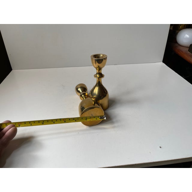 Gold Swedish Modern Candleholders in Brass, 1960s, Set of 2 For Sale - Image 8 of 9