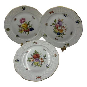 Herend Fruits and Flowers ( Bfr) #524 Dinner Plates- Set of 3