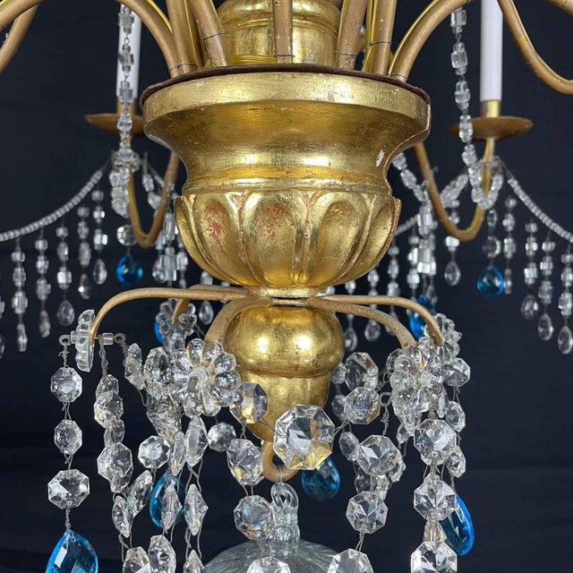 Blue Genoese Empire Gilt 12-Light Chandelier For Sale - Image 8 of 12