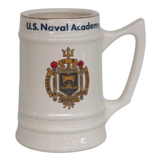 Us Naval Academy Ceramic Beer Stein Large Mug With Gold Rim Made in Usa 4827b For Sale