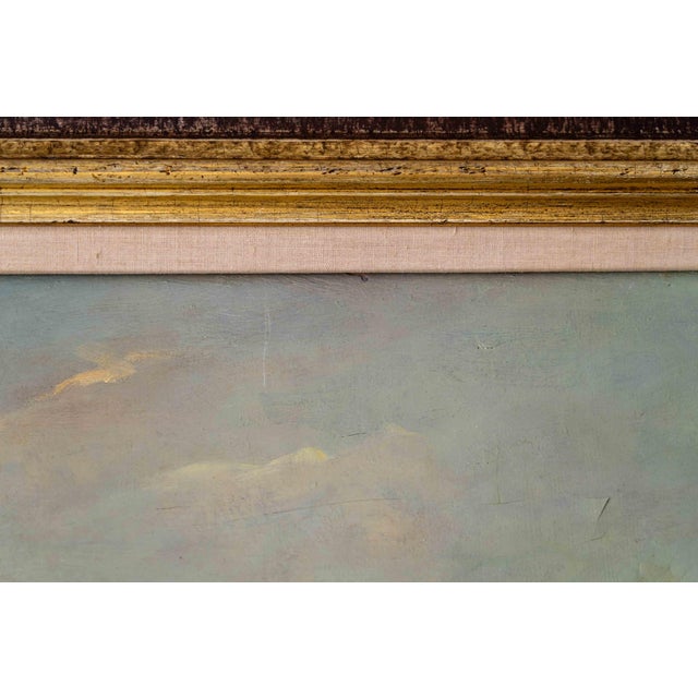 Large Dutch Hague School Windmill Landscape Oil Painting with Polder Lake & Sailboat by Victor Bauffe, Circa 1900, Framed For Sale - Image 17 of 18