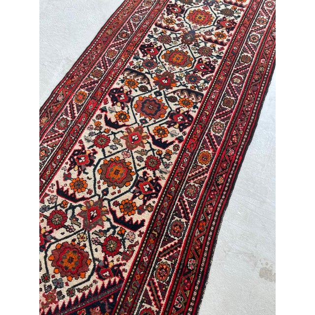 Antique Runner with Eggshell, Ivory & Beige Rug 3.7 x 13.5 For Sale - Image 9 of 13