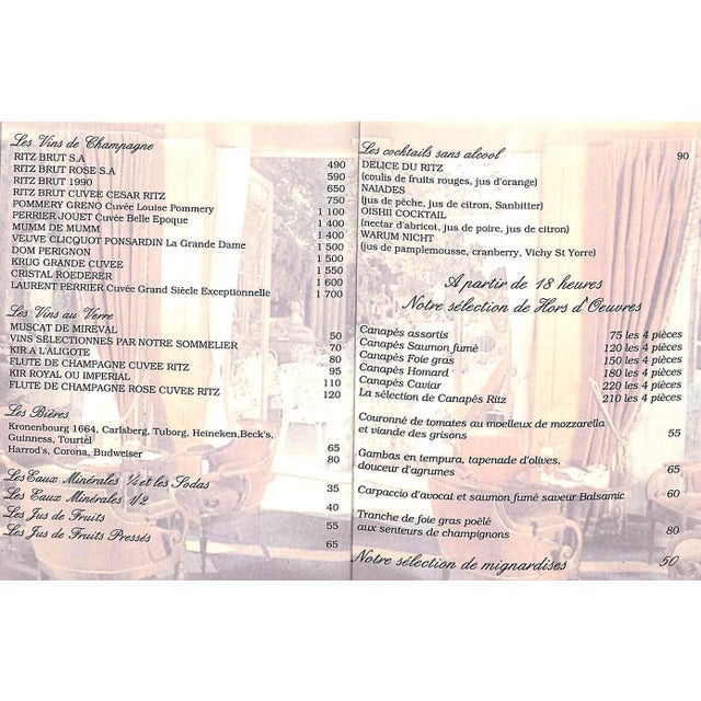 Mid 20th Century Ritz Paris Cocktail Menu/ Price List For Sale - Image 5 of 8