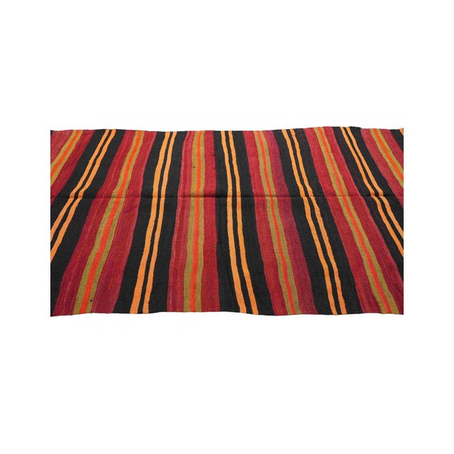 1960s Vintage Decorative Striped Kilim Rug - 4`11" X 9`10" For Sale - Image 5 of 6