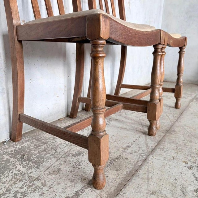Vintage Oak Dining Chairs with Turned Legs, 1950s, Set of 2 For Sale - Image 3 of 11
