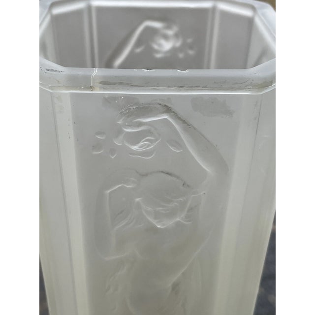 Early 20th Century Antique Art Deco Tiffin Frost Glass Torchiere Lamp 1920 Nude Nouveau For Sale - Image 5 of 15