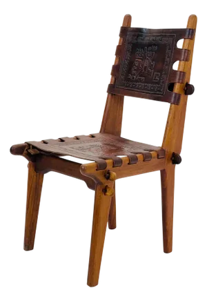 Ecuadorian Dining Chair with Stamped Leather by Angel Pazmino, 1960s