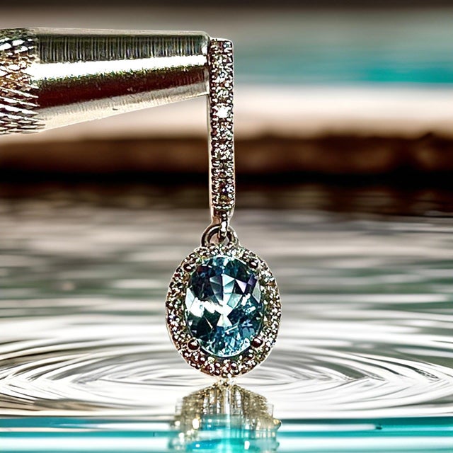 2010s Natural Aquamarine Diamond Dangle Earrings 14k W Gold 2.55 TCW Certified For Sale - Image 5 of 12