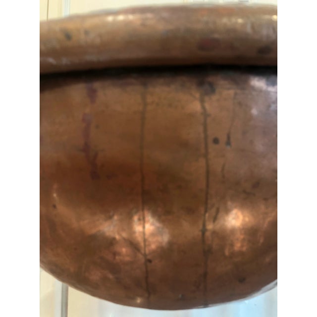 Large Antique French Copper Bowl For Sale In Chicago - Image 6 of 7