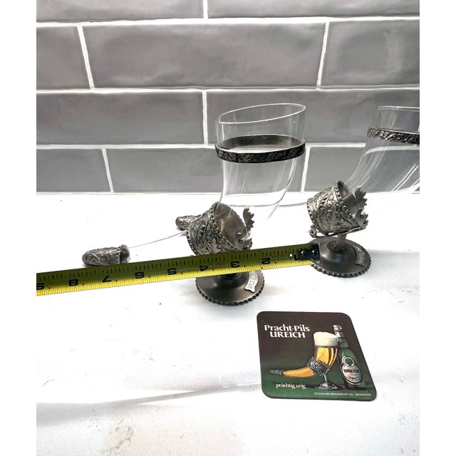 1970s Ureich Pils Glass Drinking Horn Set of Two For Sale - Image 5 of 10