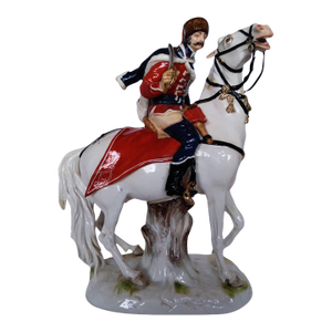 Antique Meissen Porcelain Figurine of a Hussar Officer on Horseback