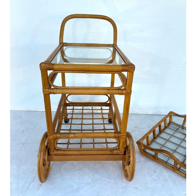 1970s Bamboo Bar Cart For Sale - Image 5 of 5