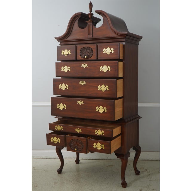 Queen Anne 1980s Henkel Harris 3 Piece Cherry Queen Anne Highboy For Sale - Image 3 of 17
