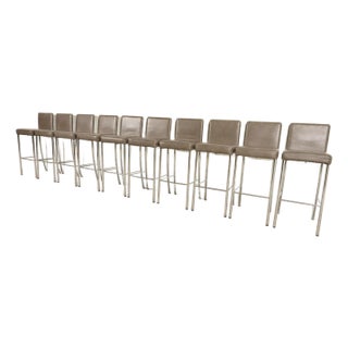 Steelcase Coalesse Modern Leather and Chrome Bar Stools, Set of Ten For Sale