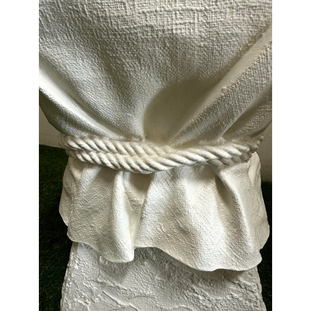 Textile 1980s Lane Trompe-Loeil White Draped Plaster Pedestal or Garden Stools After John Dickinson- Set of 2 For Sale - Image 7 of 10