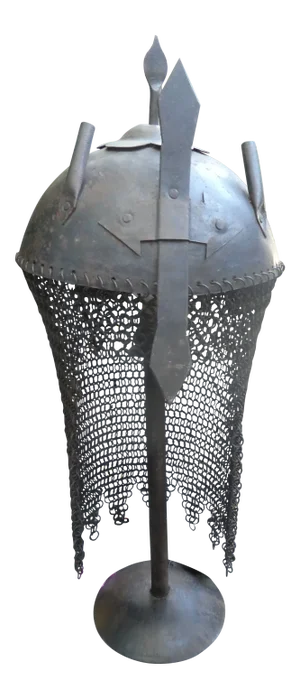 Antique Near Eastern Chain Mail Helmet Lamp