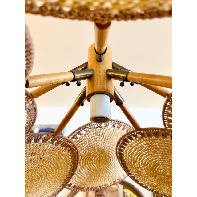 1970s Spanish Boho Chic Macrame Petals Pendant Light From 70's For Sale - Image 5 of 7