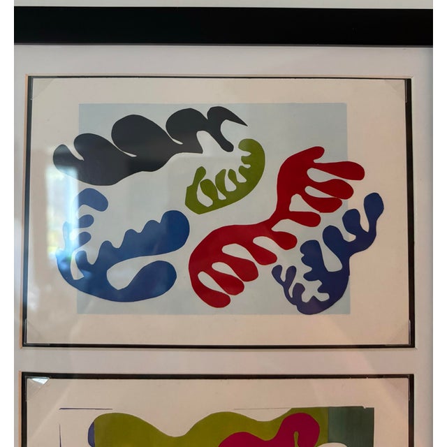 Plastic Matisse Postcard Prints From the Jazz Series Circa 1947 Lagoon I II & III Framed Matted For Sale - Image 7 of 8