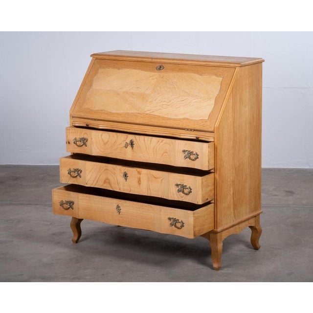 Mid-Century Danish Oak Drop-Front Secretary, 1960s For Sale - Image 4 of 13