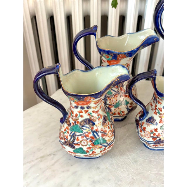 Ceramic Victorian Imari Style Ironstone Pitchers, Set of 4 For Sale - Image 7 of 11
