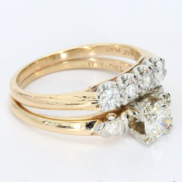 This is a 14k Yellow Gold Wedding Ring with a 0.5ct Brilliant White Diamond. Set has been soldered together to work as one...