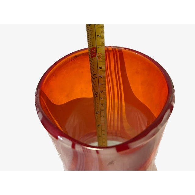 Vintage Hand-Blown Pulled-Feather Studio Art Glass Vase (14") For Sale In Atlanta - Image 6 of 8