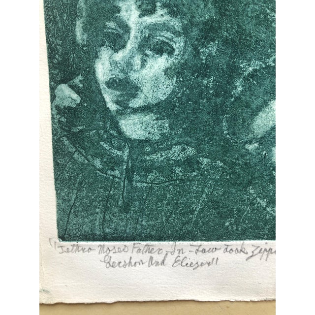 Shulamith Wittenberg Miller, Modernist "Jethro" Aquatint Etching Israeli Judaica Bezalel School Woman Artist, 1973 For Sale - Image 4 of 7