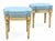 This is a pair of petite French Louis XVI style ottomans or stools. They have the original painted frames and tapered...
