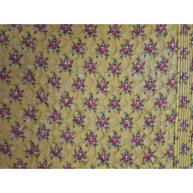 French Quilt in Yellow Cotton Fabric, 1890s For Sale - Image 10 of 12