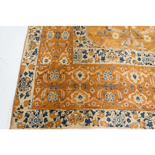 Authentic Antique Persian Bidjar Orange Handmade Wool Rug For Sale In New York - Image 6 of 6