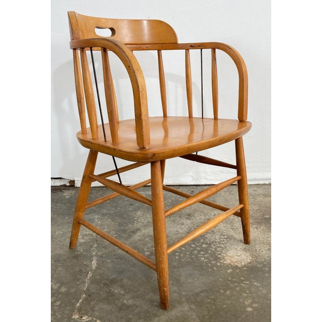 Mid 20th Century Vintage MCM Wood Bankers Chair For Sale - Image 5 of 12