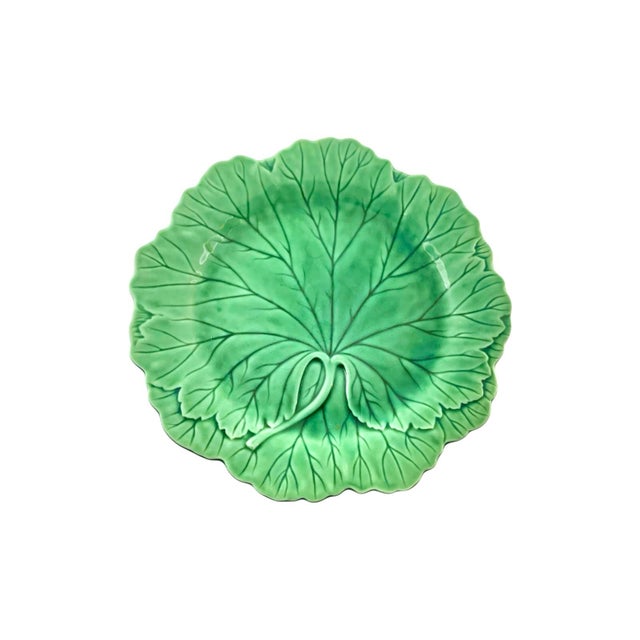 The Wedgwood & Barlaston Etruria 9 Green Glazed English Majolica Cabbage Leaf Plate is a beautifully crafted piece of...
