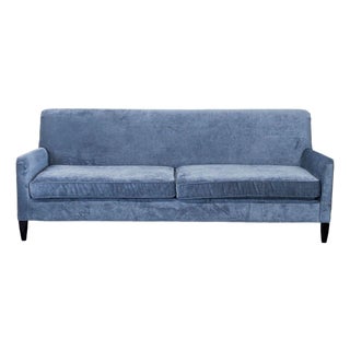 Mitchell Gold + Bob Williams 3-Seat Blue Velvet Sofa For Sale