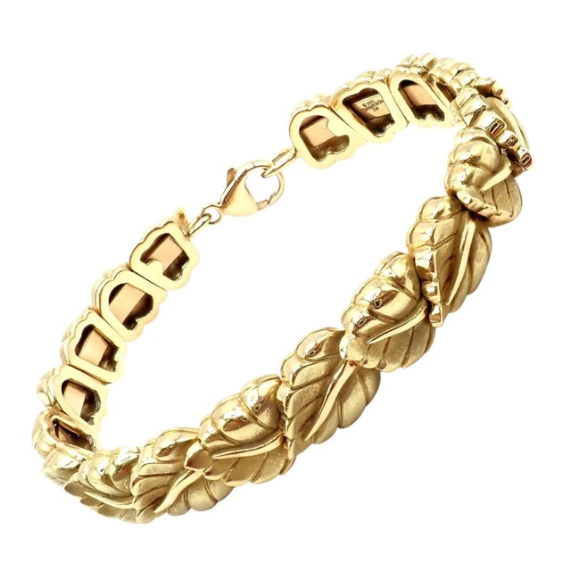 Vintage! Tiffany & Co Leaf Yellow Gold Link Bracelet 2002 For Sale - Image 14 of 15