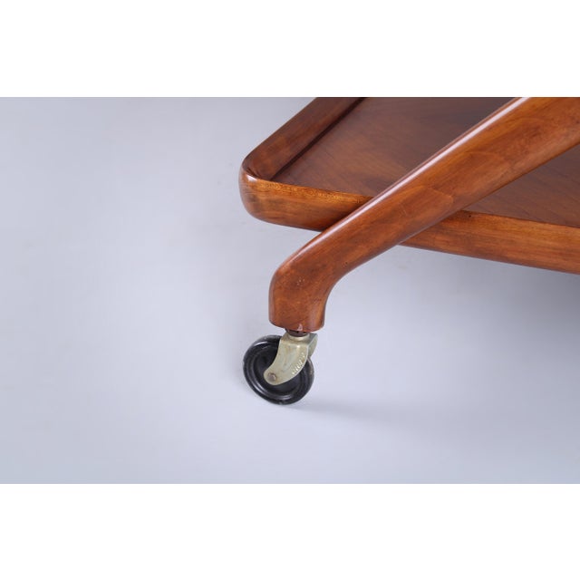 Metal Italian Style Serving Trolley in Walnut by Cesare Lacca for Cassina, 1960s For Sale - Image 7 of 18