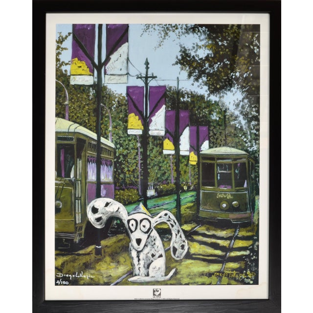 2004 Original Diego Lukezic Framed Print Art Tango Dog New Orleans Streetcar For Sale - Image 18 of 18