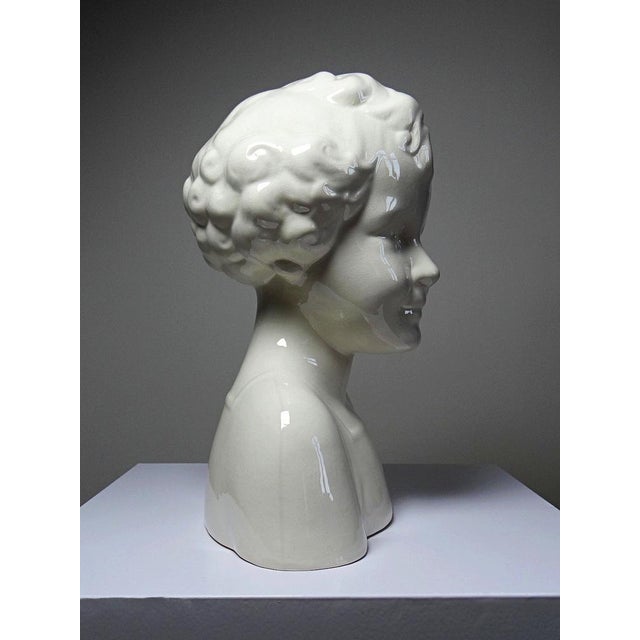 Large Art Deco Faience Bust from Sarreguemines, 20th Century For Sale - Image 10 of 17