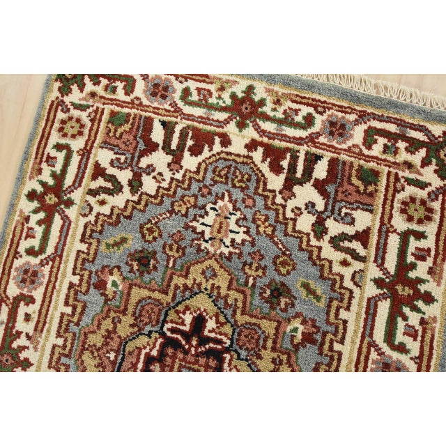 2020s Heriz Runner 2’7” X 5’8” Blue Wool Tribal Hand-Knotted Oriental Rug For Sale - Image 5 of 11