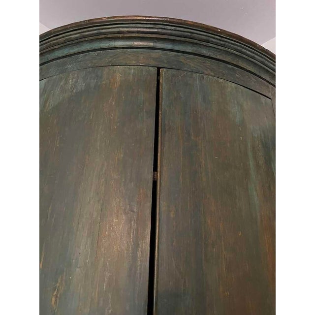 Late 19th Century English Hanging Corner Cupboard, Original Blue/Green Paint, Circa 1820 For Sale - Image 5 of 8