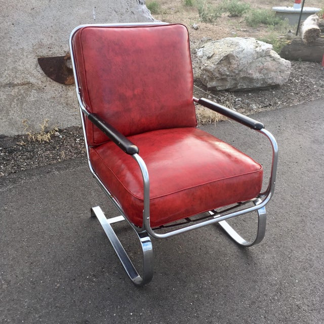 Red 1930s Art Deco Signed Kem “Springer Chair” for Lloyd Manufacturing For Sale - Image 8 of 13
