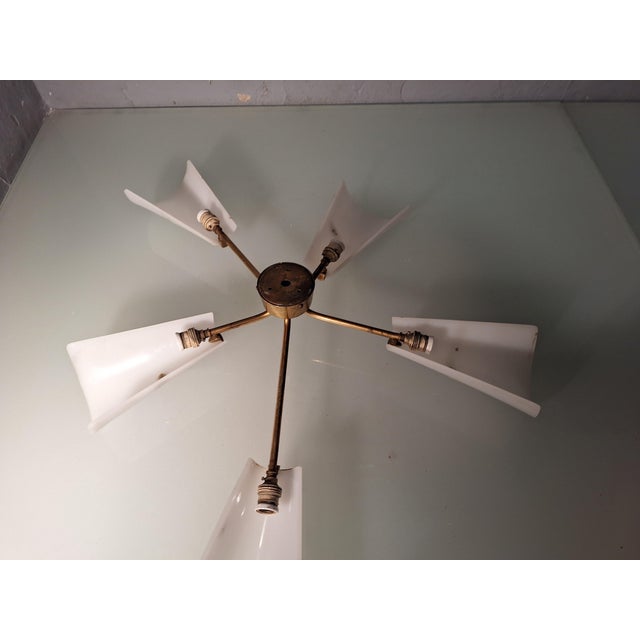 Star-Shaped Wall Lamp in Brass and Acrylic Glass Lumen from Lumen Milano, 1950s For Sale - Image 6 of 10