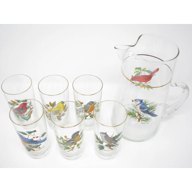 Vintage West Virginia Glass Specialty American Songbirds Glassware Set