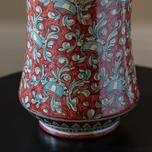 Vintage Biagioli Gubbio Italian Ceramic Majolica Urn For Sale - Image 4 of 6