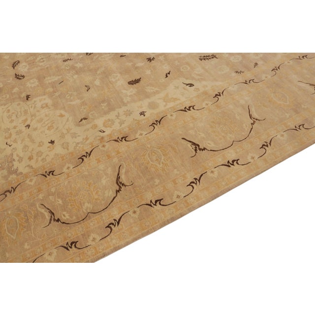 Rug & Kilim Rug & Kilim’s Classic-Style Rug in Beige-Pink With Gold & Brown Floral Patterns For Sale - Image 4 of 7