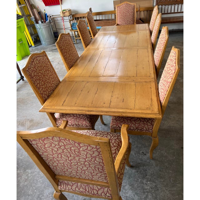Wood Guy Chaddock Melrose Collection French Country Plank-Top Dining Table With 10 Chairs For Sale - Image 7 of 9